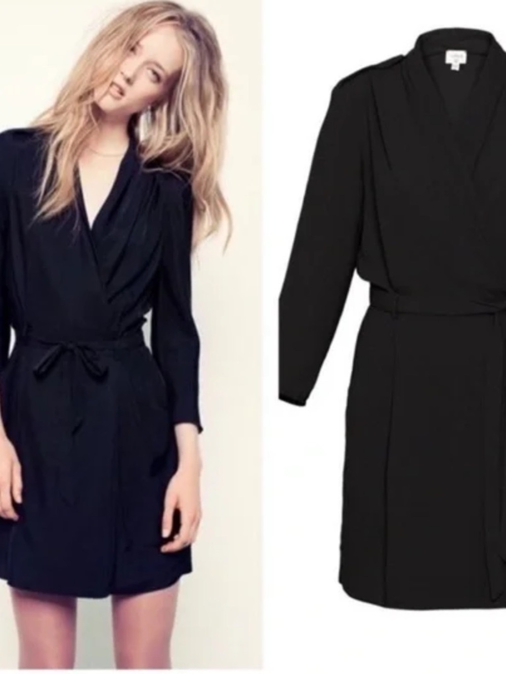 WILFRED ARITZIA FRANCE WRAP BLACK MINI DRESS SIZE 4
